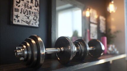 Fototapeta premium First-Person View of Lifting Dumbbells in Modern Home Gym