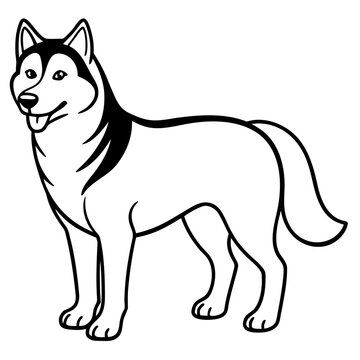 Alusky Outline SVG &ndash; Standalone Hybrid Dog Figure for Pet Art & Craft Designs
