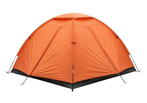 Orange dome tent isolated on transparent background