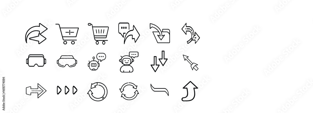 Poster set of vector web navigation arrows for user interface, menus, scrolling, and directional indicators