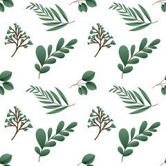 Seamless Green leaf pattern,  Green leaf  elements for fabric, illustration Vector EPS 10