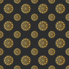 Mandala Seamless Pattern vector on black background, Decorative eastern design elements, illustration Vector EPS 10
