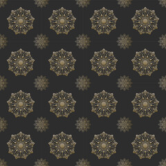 Mandala Seamless Pattern vector on black background, Decorative eastern design elements, illustration Vector EPS 10