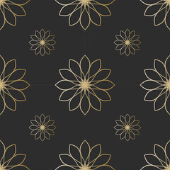 Mandala Seamless Pattern vector on black background, Decorative eastern design elements, illustration Vector EPS 10