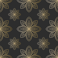 Mandala Seamless Pattern vector on black background, Decorative eastern design elements, illustration Vector EPS 10