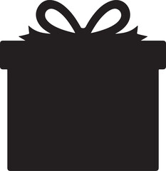 Gift box icon in Trendy Flat style with ribbon icon in silhouette on white background