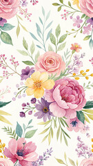 Watercolor floral pattern design with pink roses and peonies for textile and wallpaper design use hd wallpaper, wallpaper 4k