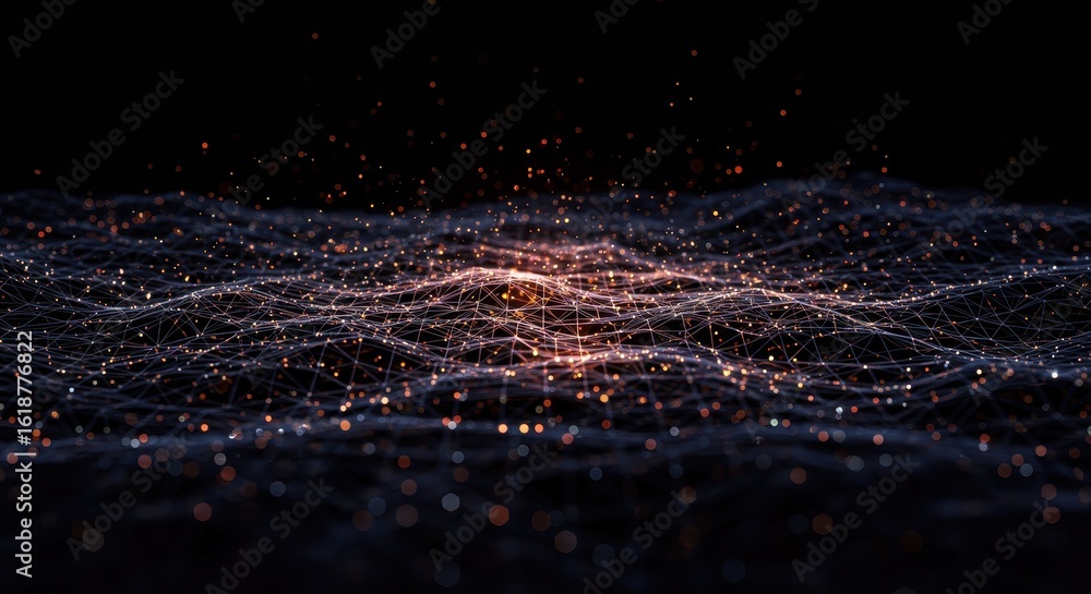 Fototapete intricate network visualization with shimmering connections and ethereal particle effects