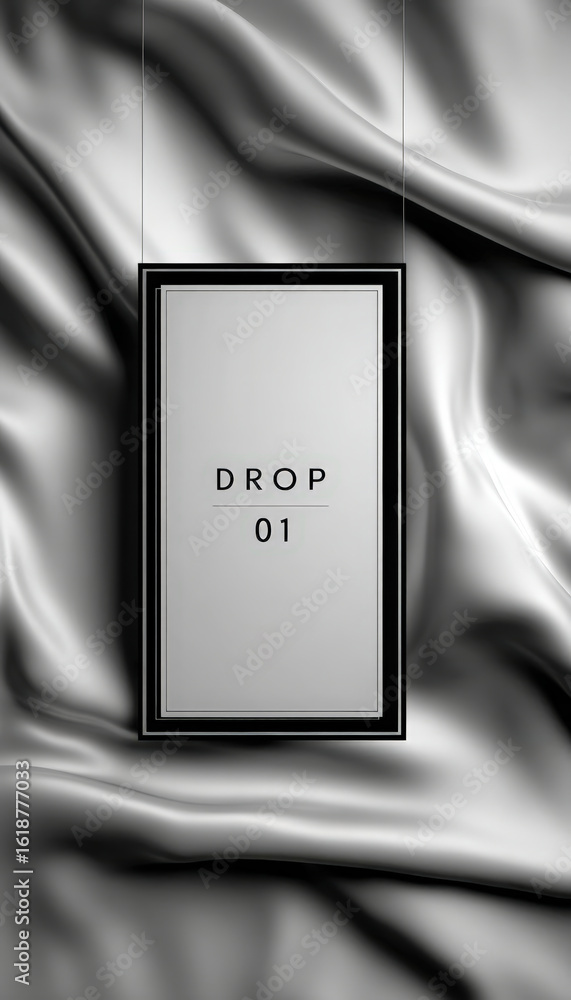 Poster minimalist monochrome banner with sharp black border and drop 01 text
