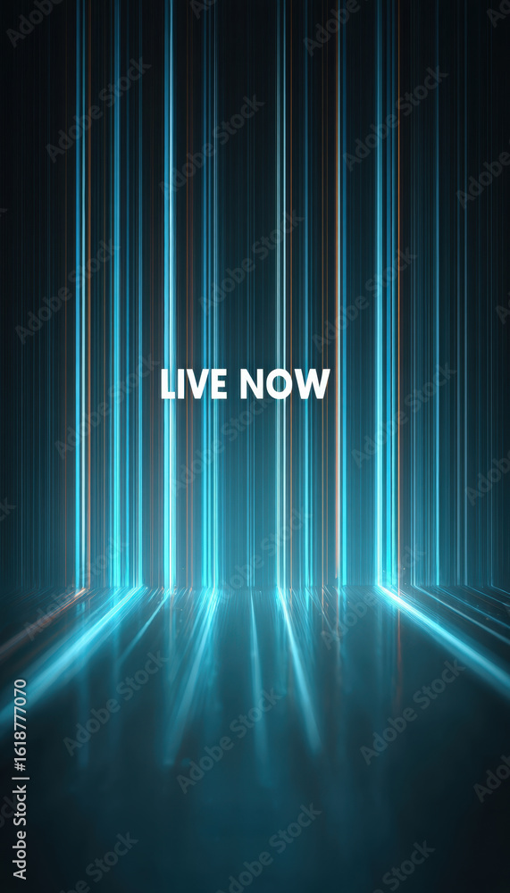 Poster minimal vertical template with glowing lines and live now text