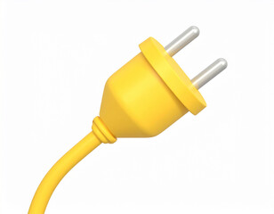 Bright yellow electric plug isolated against a clean white background symbolizing power