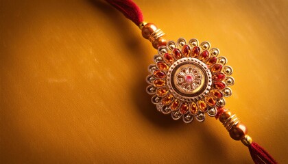 Raksha Bandhan Background with Elegant Rakhi and Traditional Indian Wristband