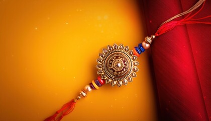 Raksha Bandhan Background with Elegant Rakhi and Traditional Indian Wristband
