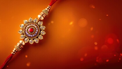 Raksha Bandhan Background with Elegant Rakhi and Traditional Indian Wristband