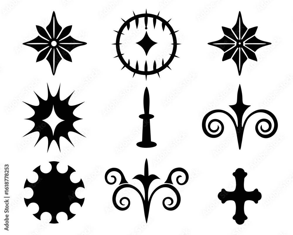 Aufkleber ornate medieval gothic game border design collection with decorative fantasy elements and intricate 