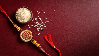 Raksha Bandhan Background with Elegant Rakhi and Traditional Indian Wristband