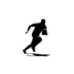Dynamic silhouette of an athlete powerfully running with an oval ball.