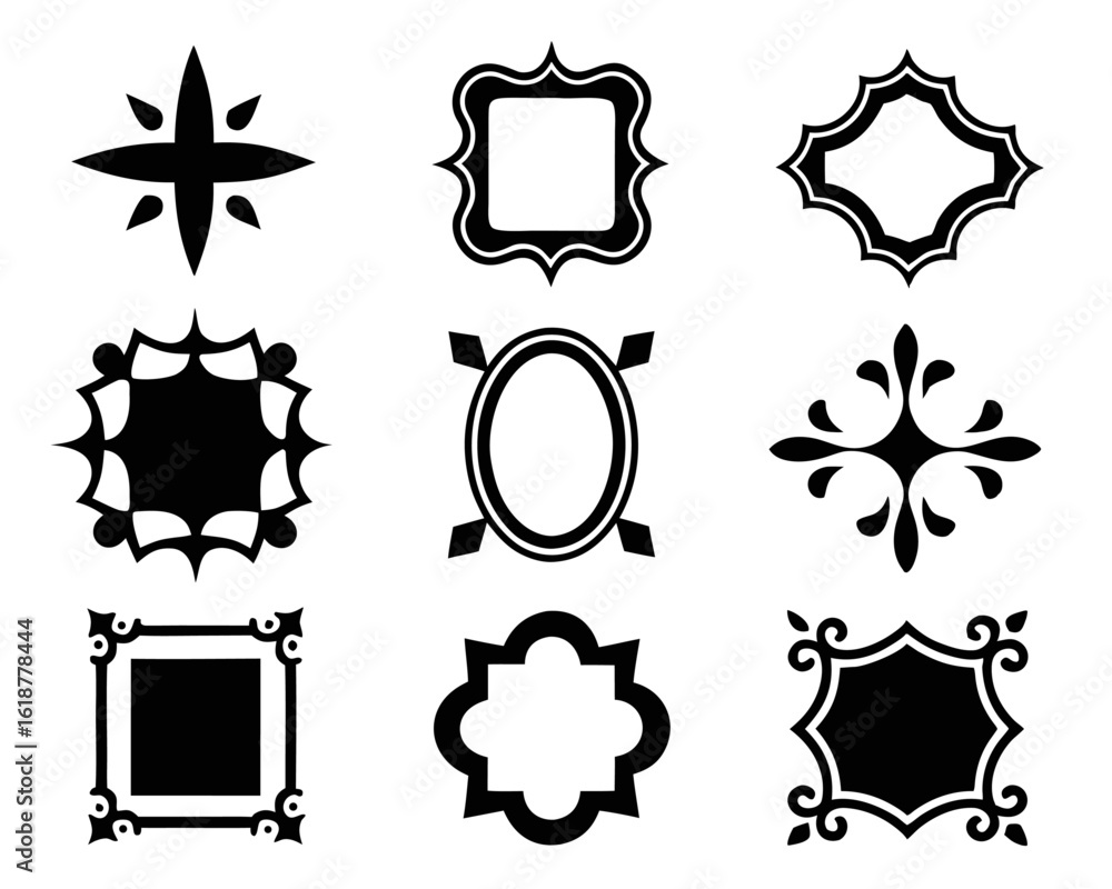 Aufkleber ornate gothic medieval fantasy border frame collection for game design and themed projects with intr