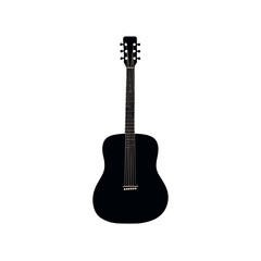 Obraz premium An acoustic black guitar with a classic design.