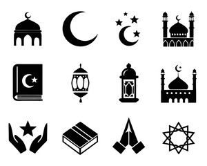 Obraz premium Comprehensive islamic cultural elements collection featuring architectural designs and celestial motifs for diverse creative applications