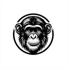 Obraz premium Stylized Chimpanzee Head Vector Logo Design.