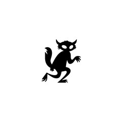 A quirky cartoon monster silhouette posing boldly.
