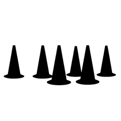 A group of traffic cones in a row.