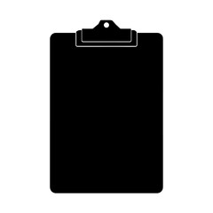 A blank black clipboard on a white background.
