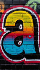 Colorful Graffiti Letter A Spray Painted on Brick Wall