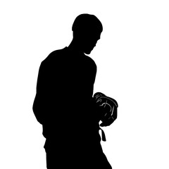 A silhouette of a boxer in a dynamic pose, ready for the next match.