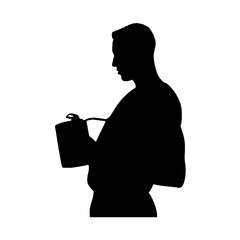 A Man Silhouette Reading a Book, in contemplation.