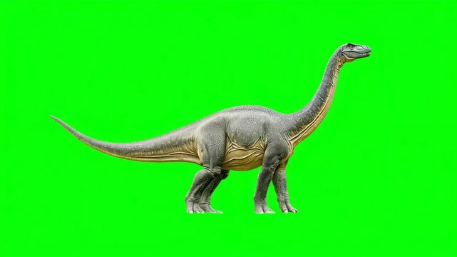4k video of a dinosaur isolated on green background.