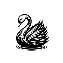 Fototapeta premium Elegant Black Swan Logo Vector Illustration.