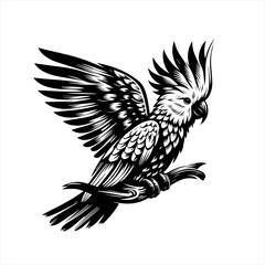 Obraz premium Elegant Cockatoo Bird Perched Illustration.