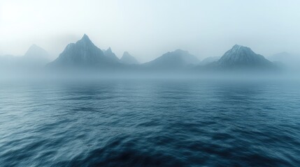 Mountains shrouded in mist at dawn, offering a tranquil and adventurous nature backdrop for your journey.