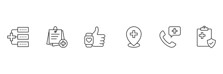 Healthcare management line icon set. Health Management line icons set editable stroke. featuring administration, analysis, monitoring, human resource. Vector illustration.
