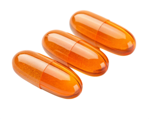 vitamin c softgels on white background 