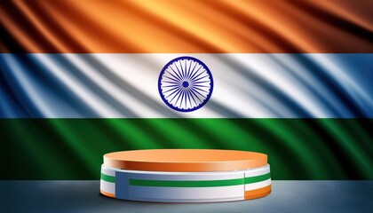Product Display Podium with Indian Flag - Independence and Republic Day Sale Concept