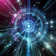 Obraz premium Virtual fractal realms abstract digital technology design with light and geometric patterns