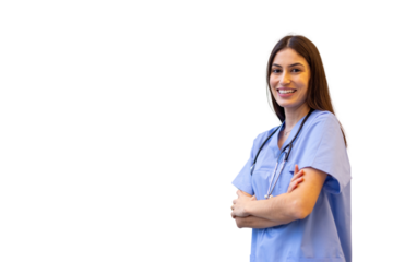 Professional healthcare worker standing confidently, embodying medical expertise with focused demeanor