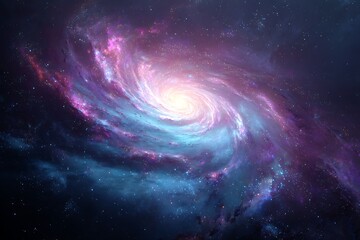 Fototapeta premium A dazzling spiral galaxy with brilliant hues of cosmic dust and starlight