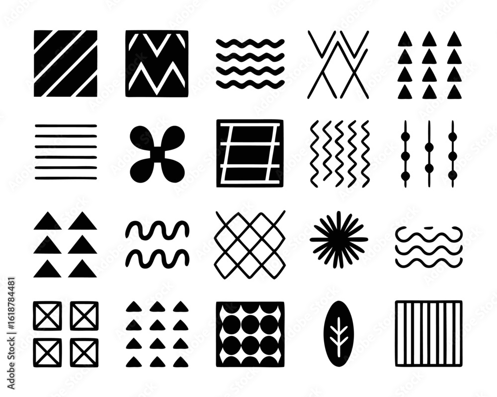 Aufkleber collection of decorative hatching line patterns for graphic design backgrounds and textures