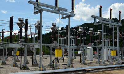 Ongoing construction of a 110kV traction substation, part of a railway electrification system.