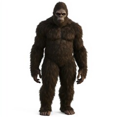realistic bigfoot with detailed primate features on white studio backdrop