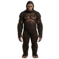 north american sasquatch cryptid portrait with realistic anatomy on isolated white backdrop