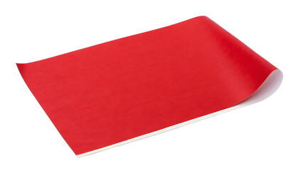 Red paper sticker isolated on white background PNG. AI GENERATED.