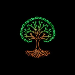 Balanced Neon Tree with Thick Branches and Thin Roots