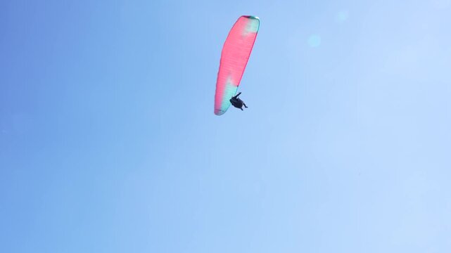 Paragliding Man Hang Gliding Action Sports in Sainte Victoire Aix-en-Provence France Mountain. Adrenaline Adventure Sunny Day Nature Outside