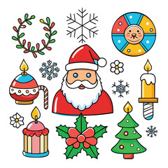 Santa Claus with a joyful snowman and festive gifts by a decorated Christmas tree, celebrating the winter holiday season