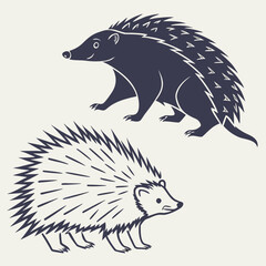 Hedgehog And Porcupine Filled Silhouettes Simpl